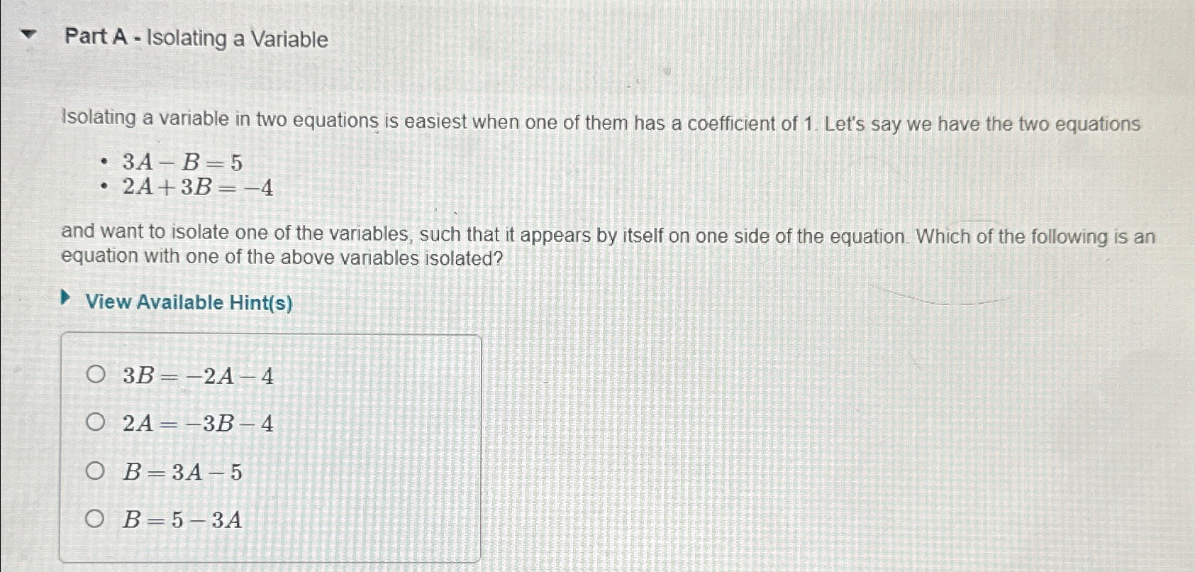 Solved Part A - ﻿Isolating a VariableIsolating a variable in | Chegg.com