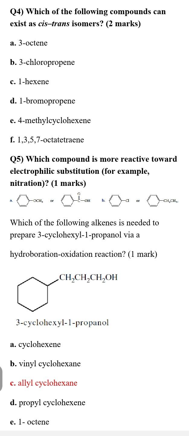 Solved (4) Which of the following compounds can exist as | Chegg.com