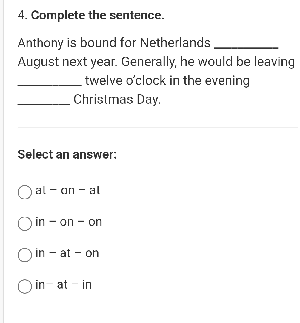 Solved Complete the sentence.Anthony is bound for