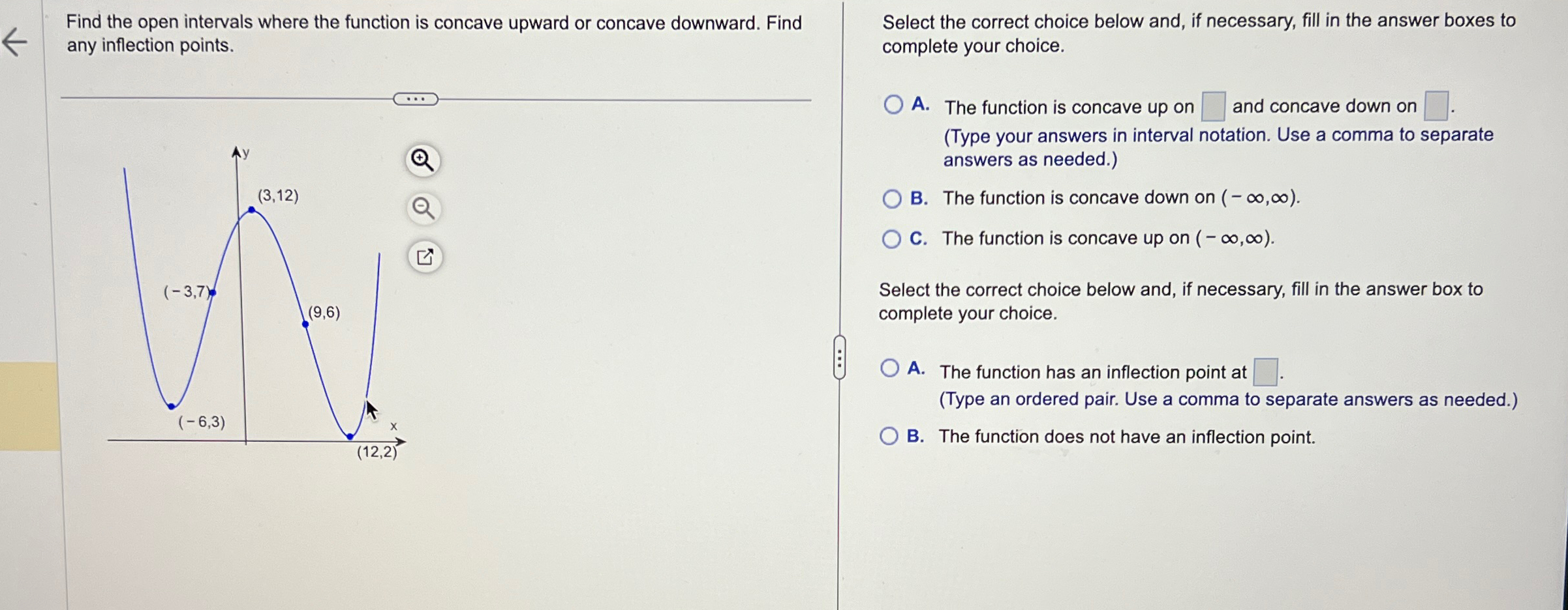 Solved Find the open intervals where the function is concave | Chegg.com