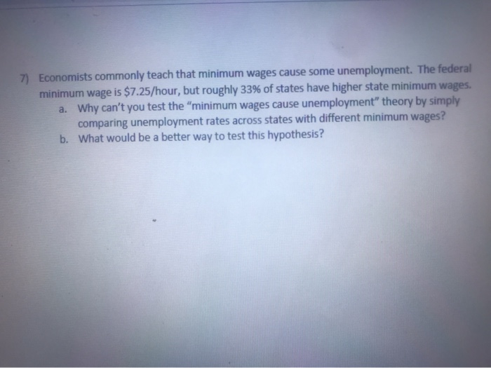 Solved 7 Economists Commonly Teach That Minimum Wages Ca