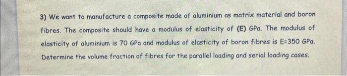 Solved 3) We want to manufacture a composite made of | Chegg.com