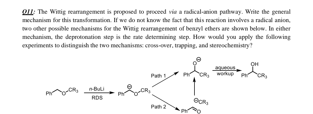 Solved Q11: The Wittig rearrangement is proposed to proceed | Chegg.com