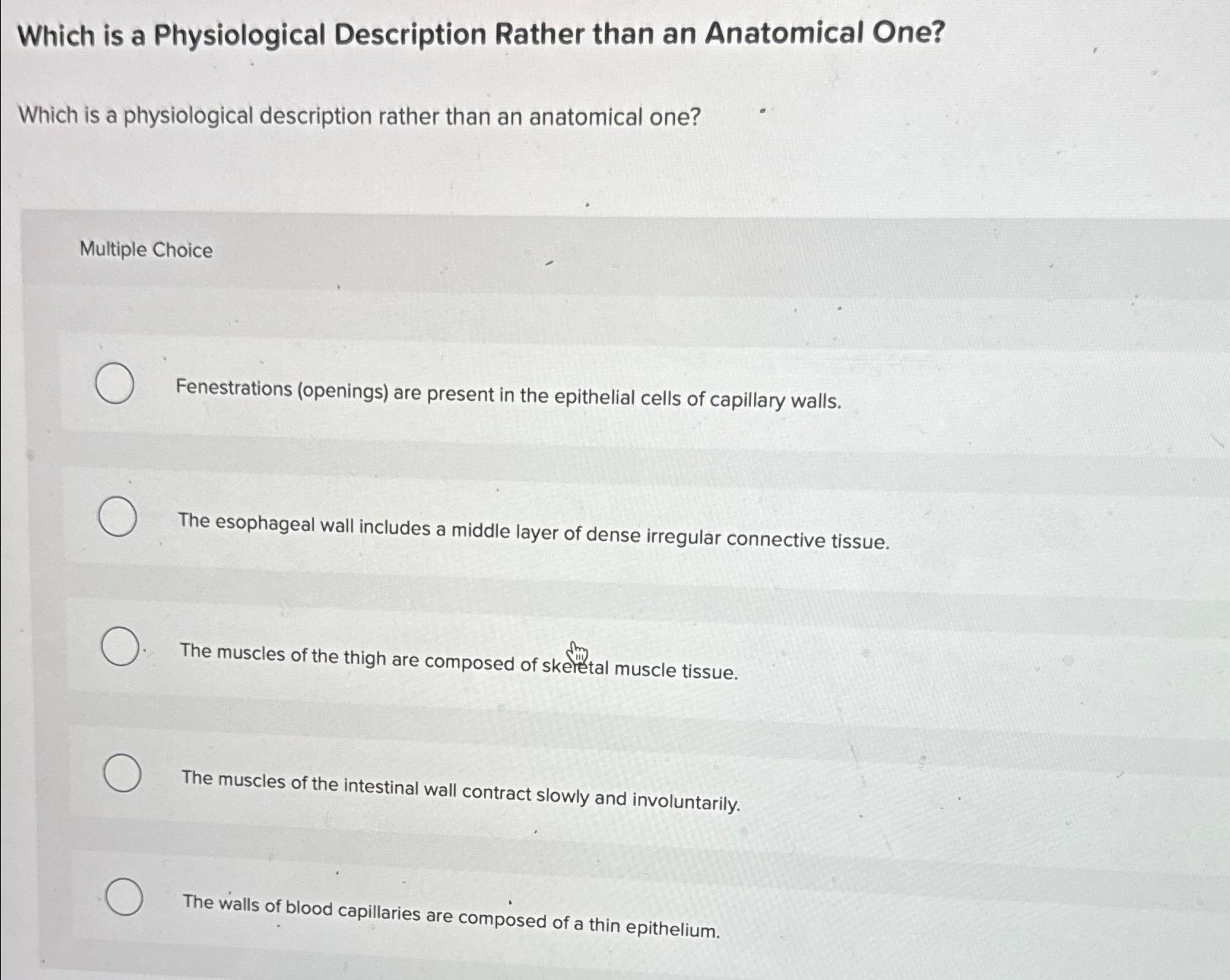 Solved Which is a Physiological Description Rather than an