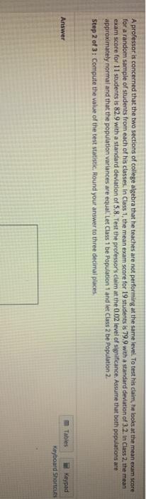 Solved A professor is concerned that the two sections of | Chegg.com