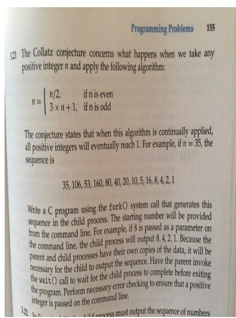 Programming Problems 155 2THE Collatz conjecture | Chegg.com