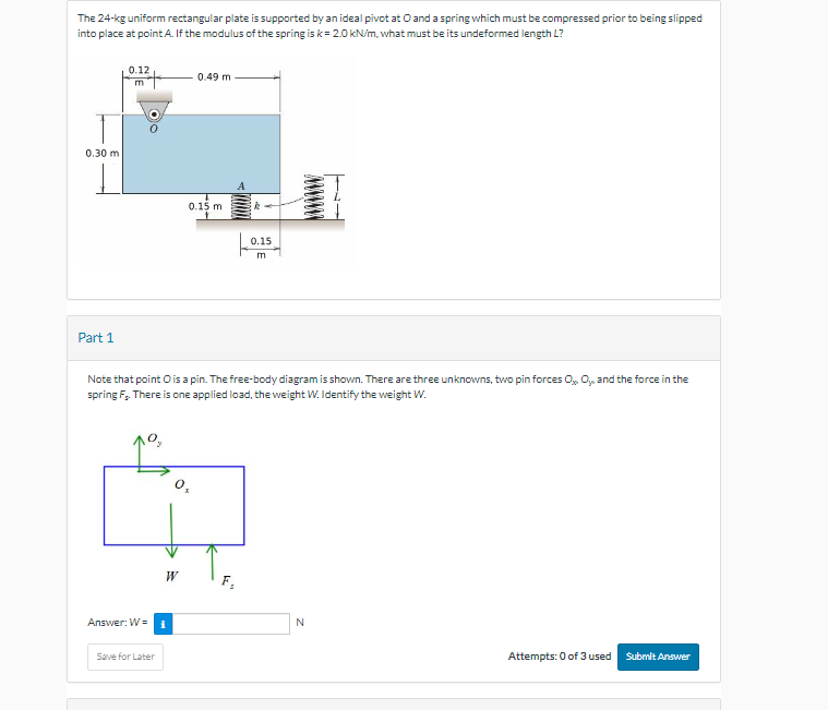 Solved The 24-kg uniform rectangular plate is supported by | Chegg.com