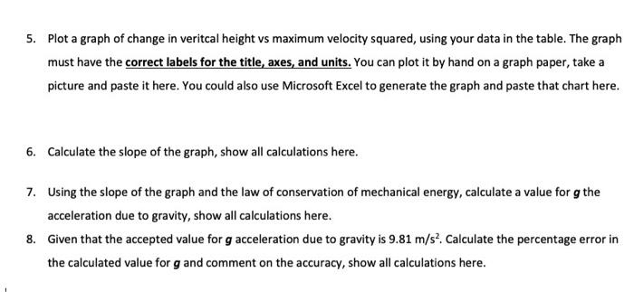 Solved 5. Plot a graph of change in veritcal height vs | Chegg.com
