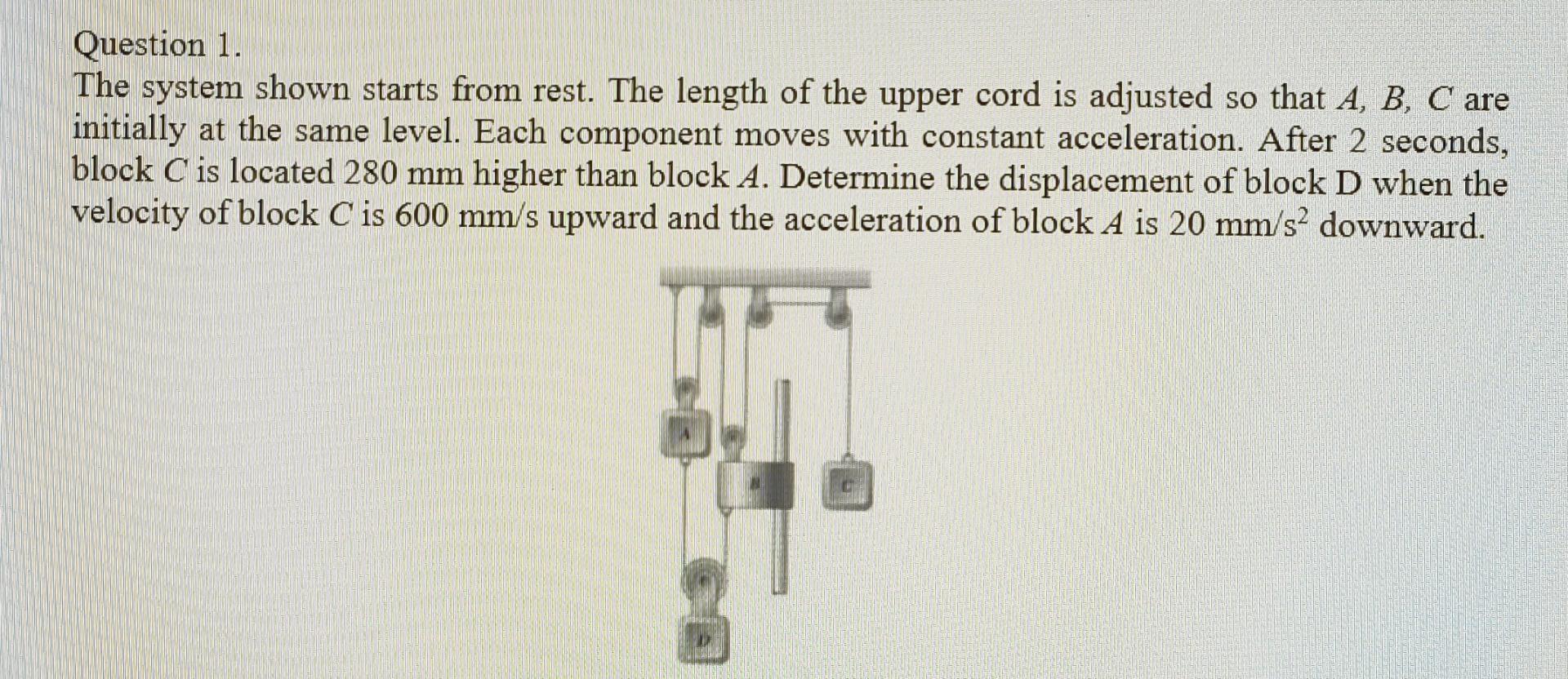 Solved Question 1.The system shown starts from rest. The | Chegg.com