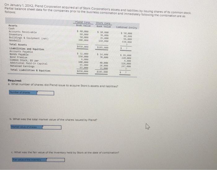 Solved On January 1 20x2 Piend Corporation Acquired All Of 9111