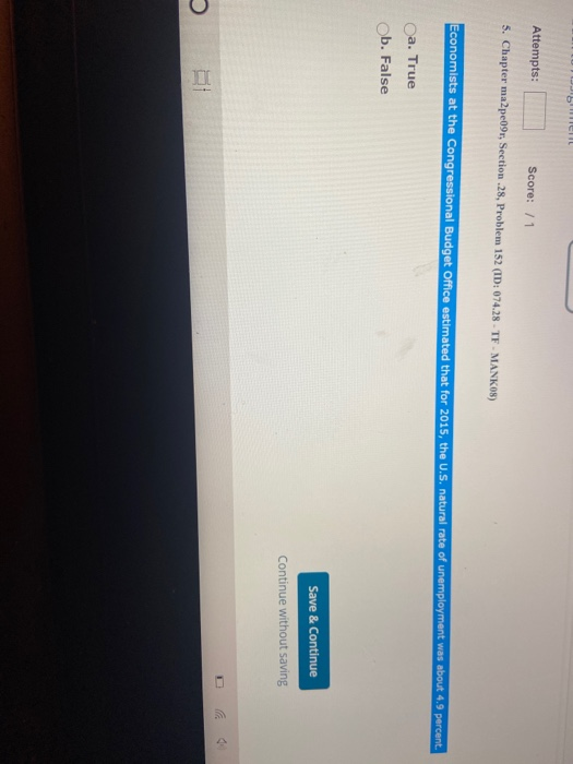 Solved STIL Attempts: Score: 1 5. Chapter mape09, Section | Chegg.com