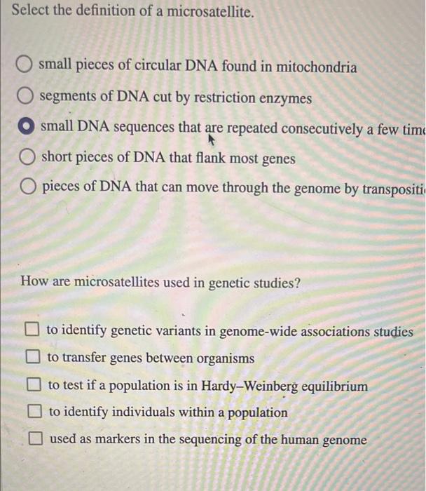 Solved Select The Definition Of A Microsatellite. Small | Chegg.com