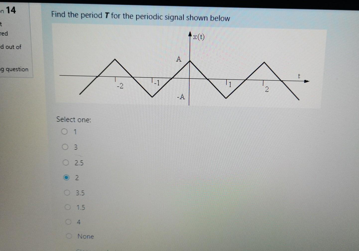 Solved en 14 Find the period T for the periodic signal shown | Chegg.com