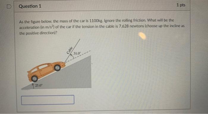 Solved As the figure below, the mass of the car is 1100 kg. | Chegg.com