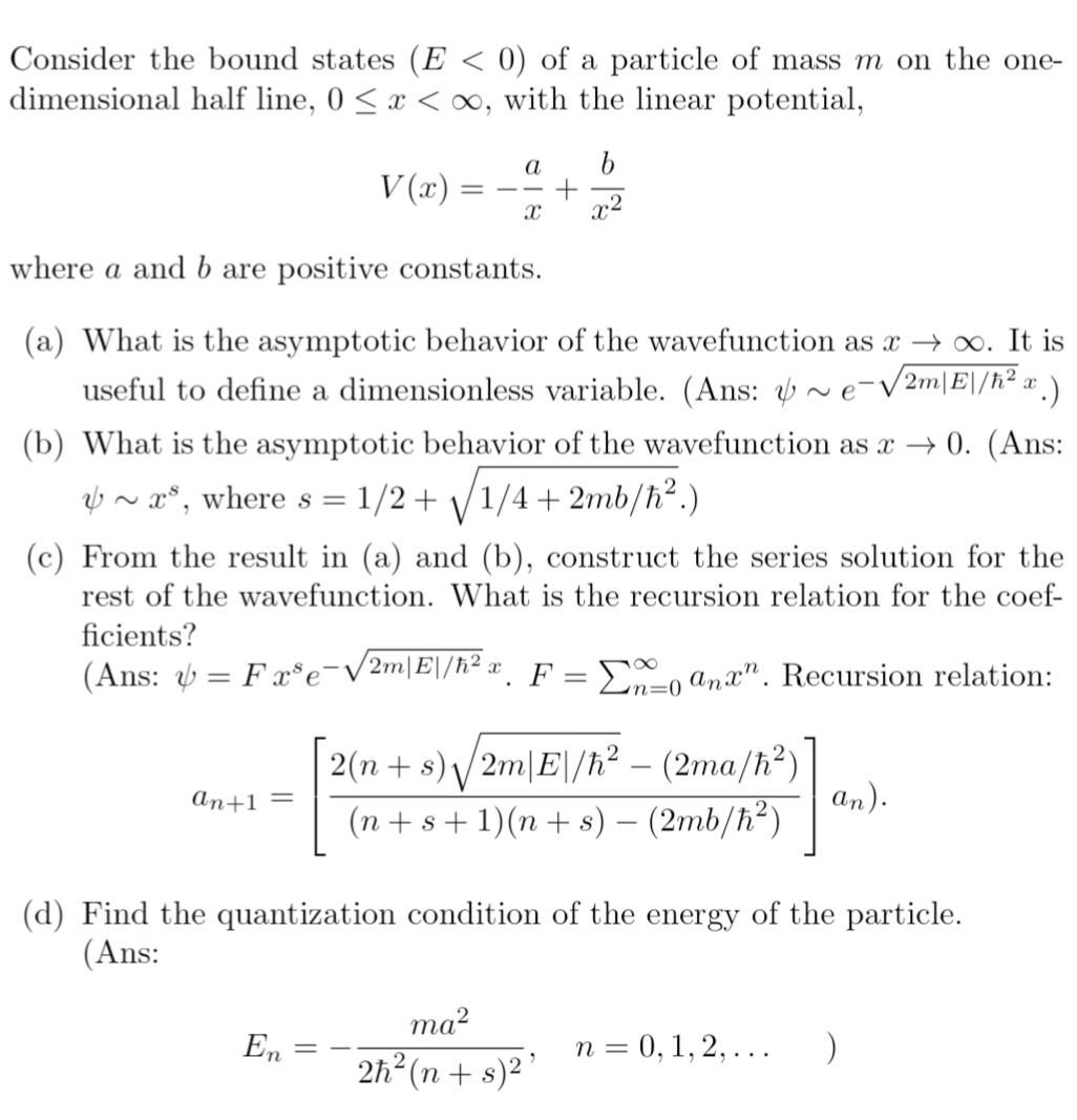 Solved Consider the bound states (E
