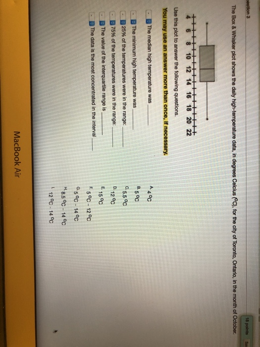 Solved stion 3 18 points Sa The Box & Whisker plot shows the | Chegg.com