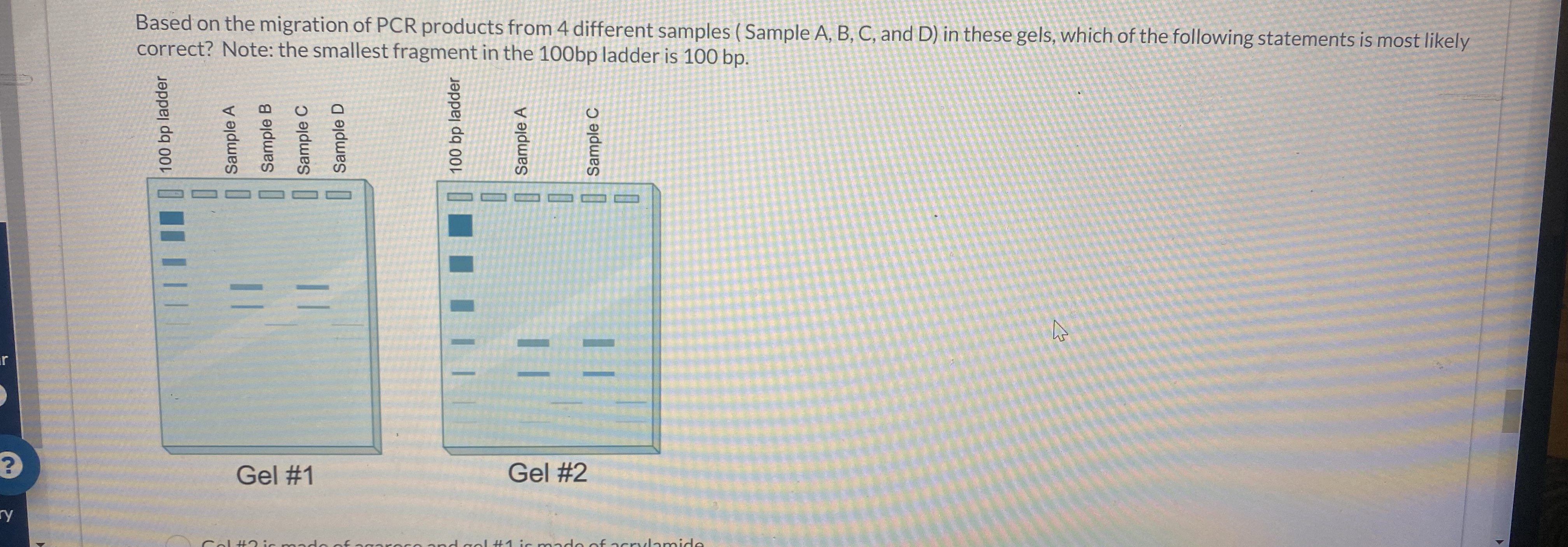 Solved Based on the migration of PCR products from 4 | Chegg.com