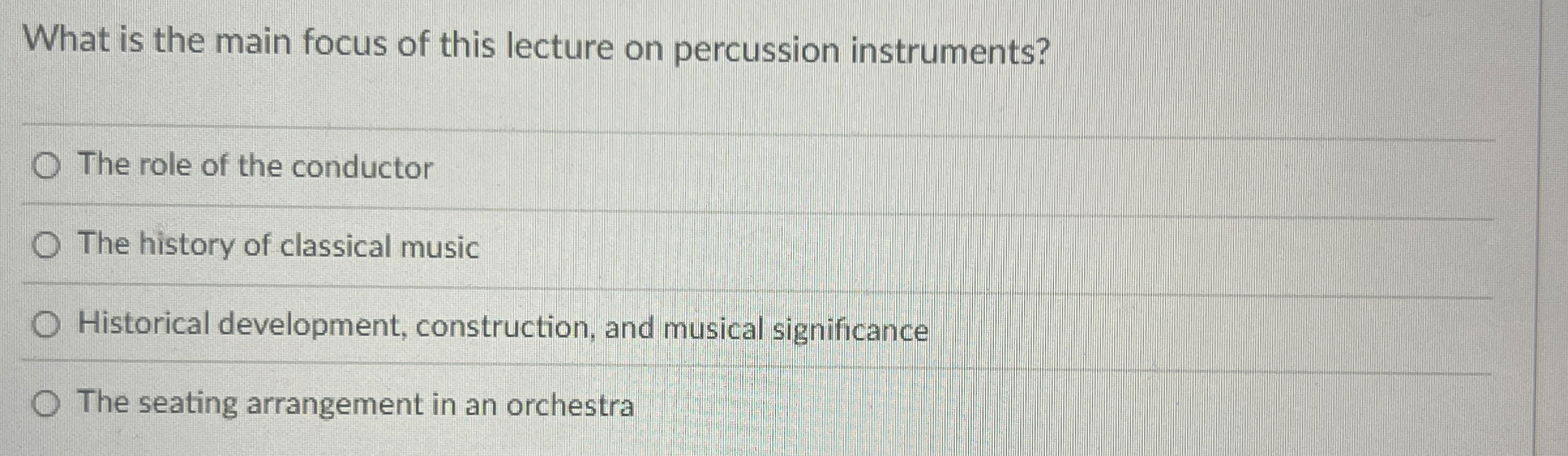 Solved What is the main focus of this lecture on percussion