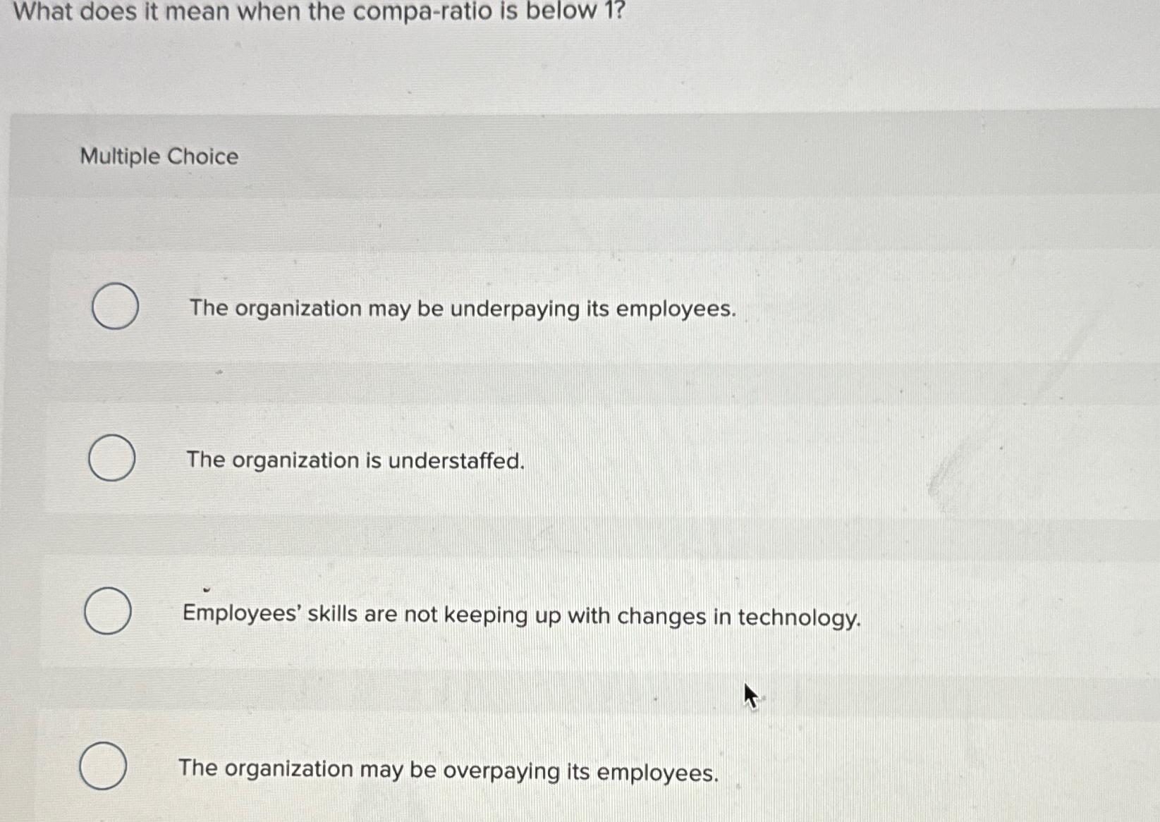 Solved What does it mean when the compa-ratio is below | Chegg.com
