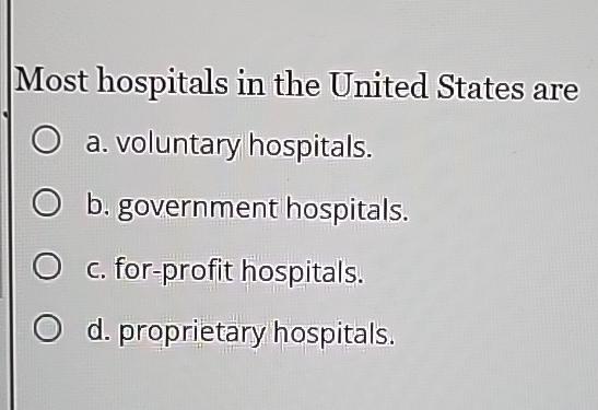 Solved Most Hospitals In The United States Area. ﻿voluntary | Chegg.com