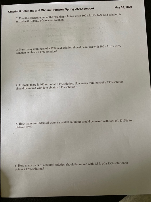 Solved May 05, 2020 Chapter 8 Solutions And Mixture Problems | Chegg.com