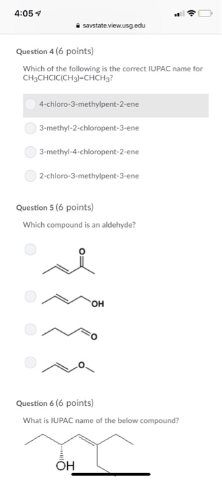 4 05 4 Savstate View Usg Edu Question 4 6 Points Chegg Com