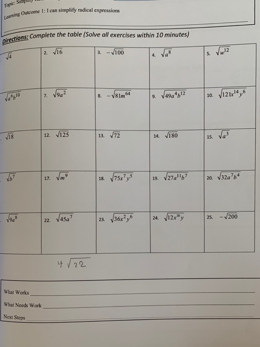 Solved Directions: Complete The Table (Solve All Exercises | Chegg.com