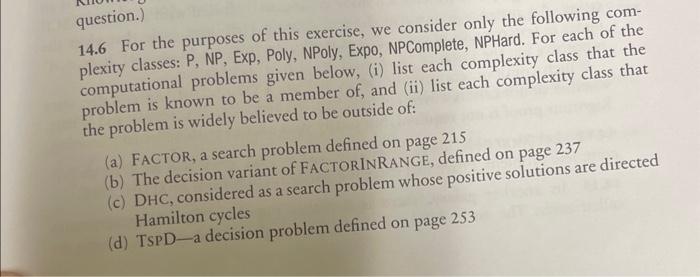 Solved 14.6 For the purposes of this exercise, we consider | Chegg.com