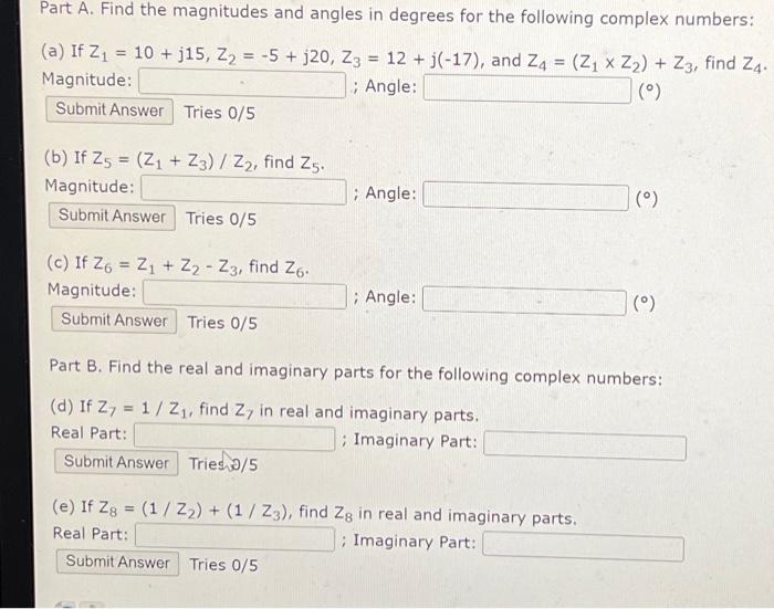 Solved ang angles in degrees for the following complex | Chegg.com