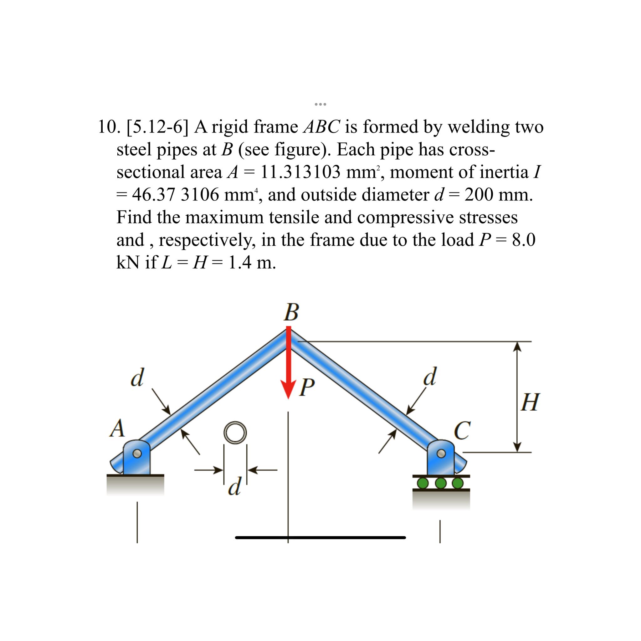 Solved [5.12-6] ﻿A rigid frame ABC is formed by welding two 