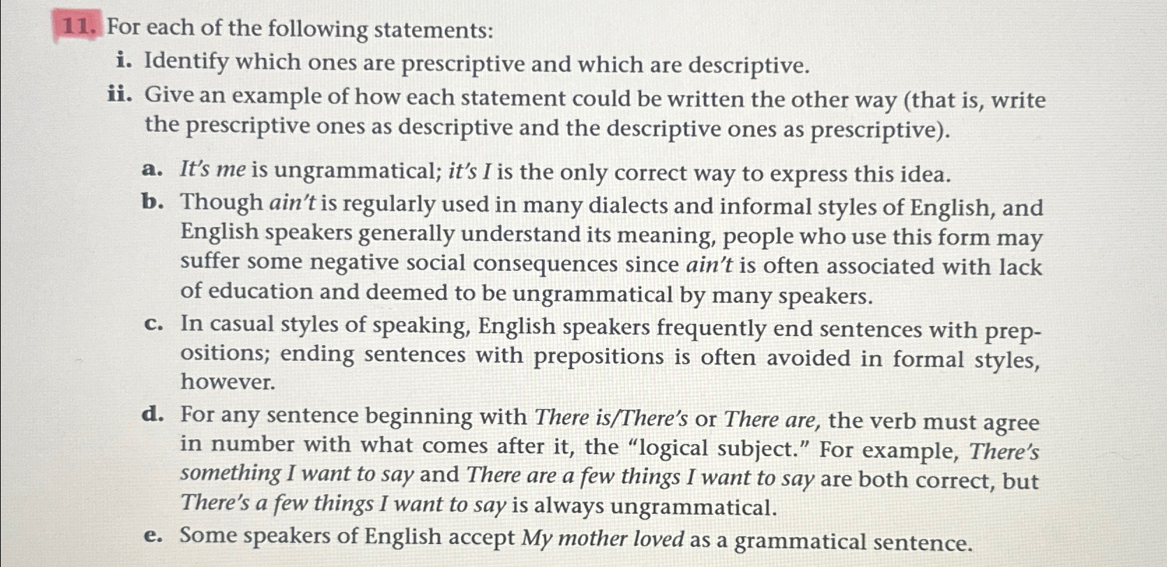 Solved For each of the following statements:i. ﻿Identify | Chegg.com