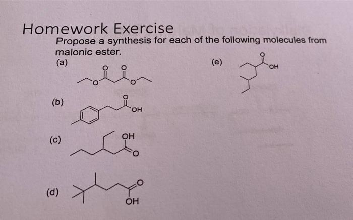 Solved Homework Exercise Propose A Synthesis For Each Of The | Chegg.com