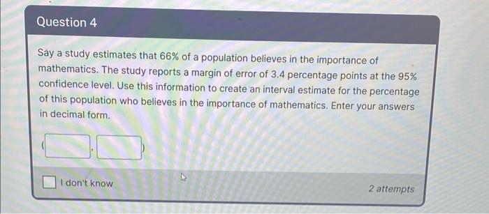 Solved Say A Study Estimates That 66% Of A Population | Chegg.com