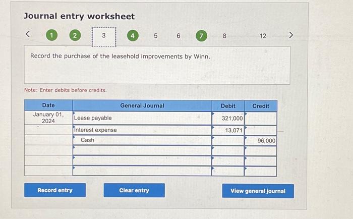Solved Journal entry worksheet (1) 56 7. Record the purchase 
