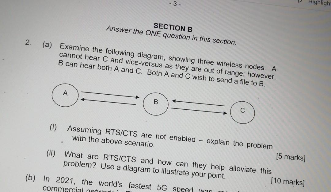 Solved -3- Highligh SECTION B Answer the ONE question in | Chegg.com