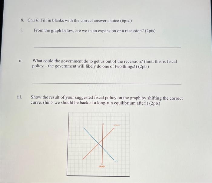 Solved 8. Ch.16: Fill in blanks with the correct answer | Chegg.com