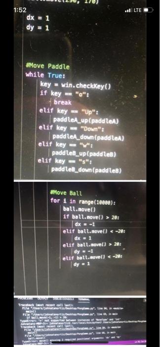 I need help I am trying to make a game called Pong | Chegg.com