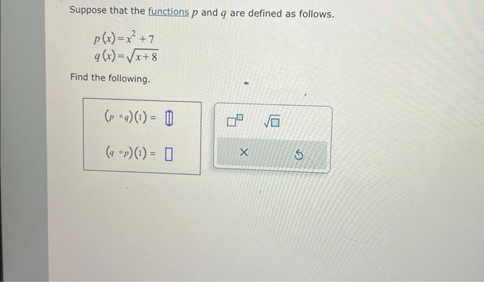 Solved Suppose that the functions p and q are defined as | Chegg.com