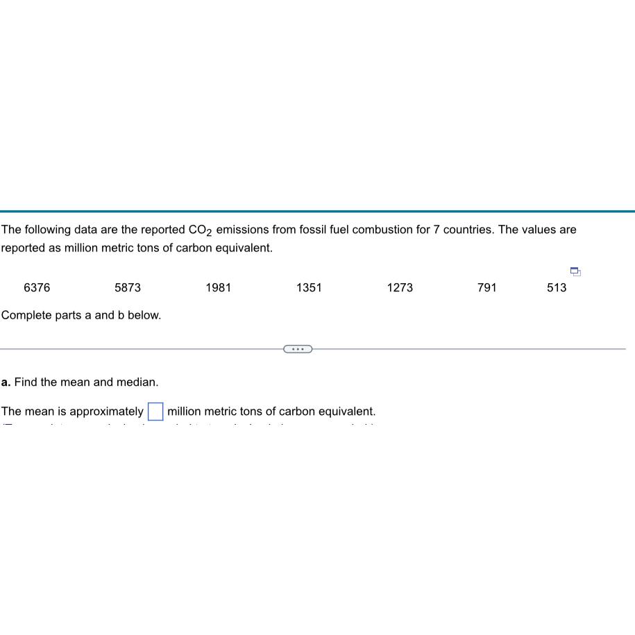 Solved The following data are the reported CO2 ﻿emissions | Chegg.com