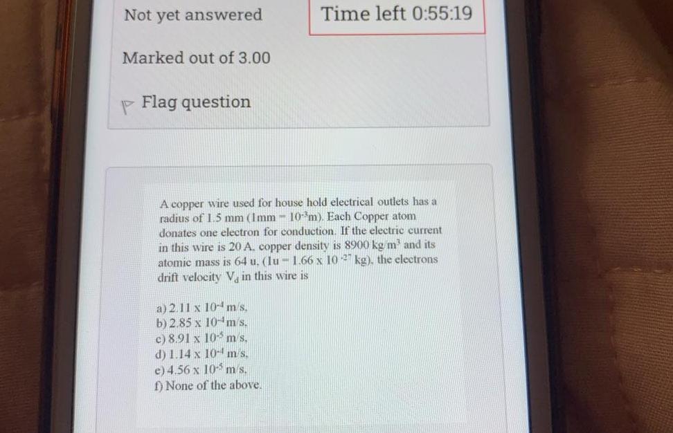 Solved Not Yet Answered Time Left 0 55 19 Marked Out Of 3 00 Chegg