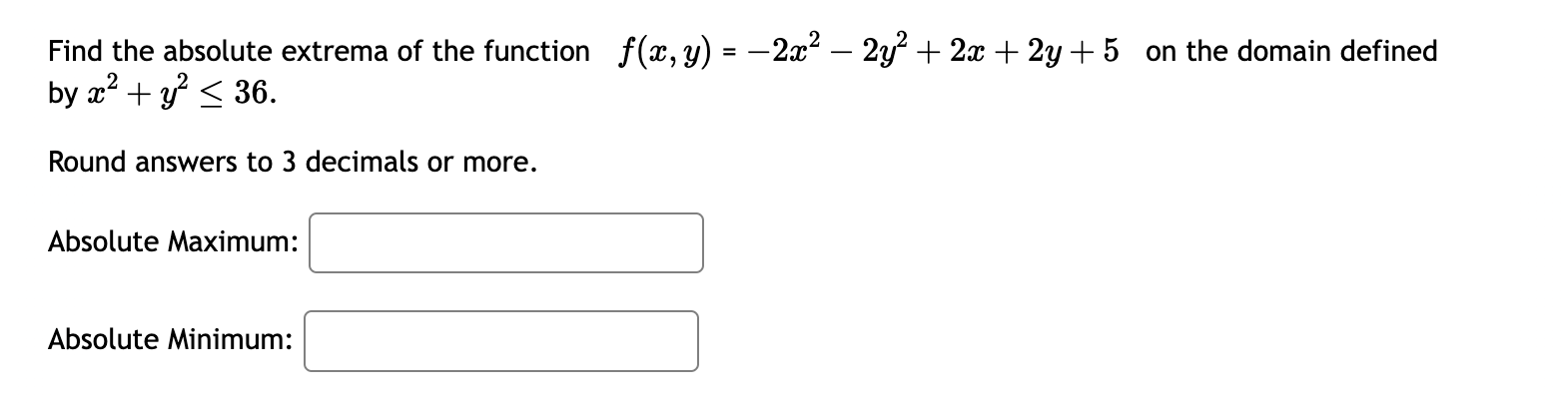 Solved Find The Absolute Extrema Of The Function