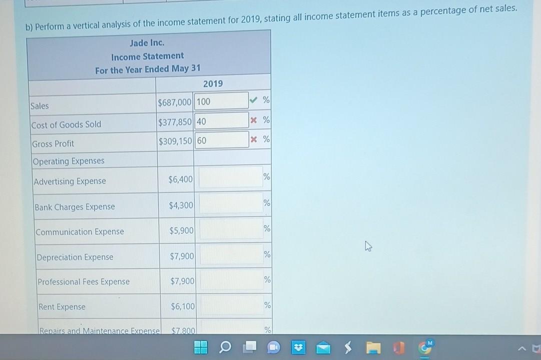 Solved B) Perform A Vertical Analysis Of The Income | Chegg.com | Chegg.com