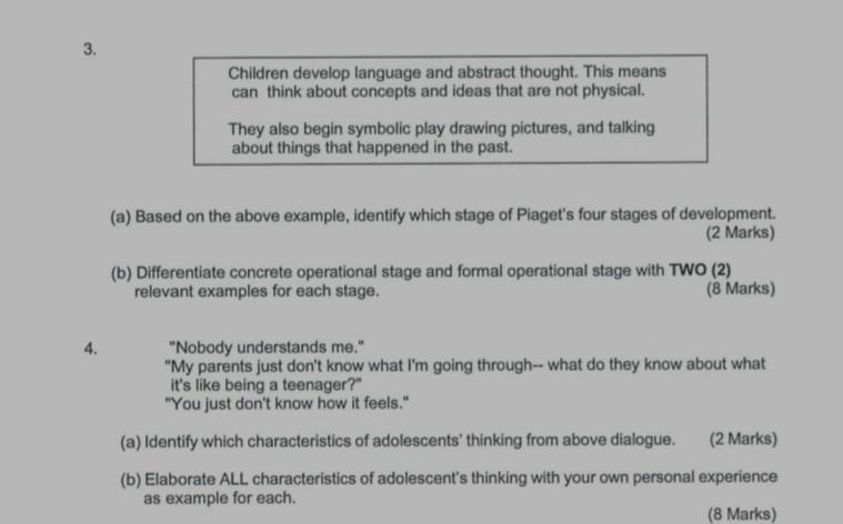 Solved Children develop language and abstract thought. This