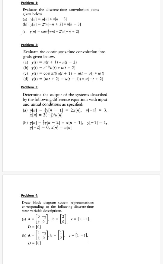 Solved Problem 1: Evaluate The Discrete-time Convolution | Chegg.com