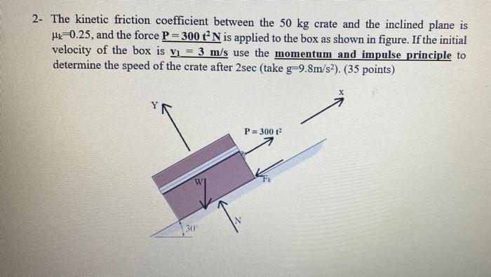 Solved 2- The kinetic friction coefficient between the 50 kg | Chegg.com