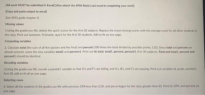 Solved [All work MUST be submitted in Exced] [Also attach | Chegg.com