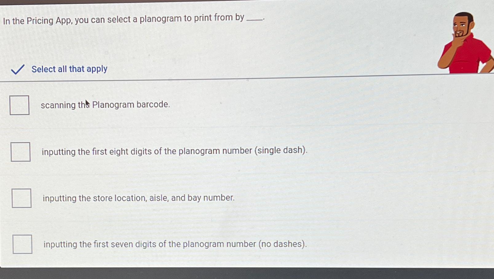 Solved In the Pricing App, you can select a planogram to | Chegg.com