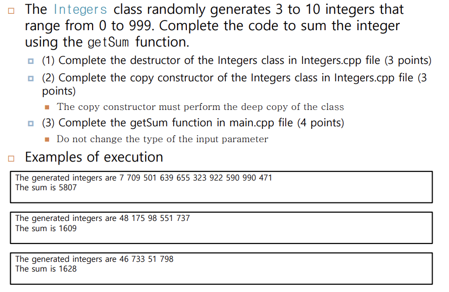 Solved The Integers class randomly generates 3 to 10 | Chegg.com