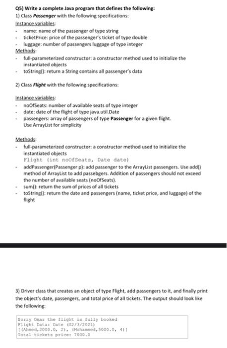 Solved 05) Write a complete Java program that defines the | Chegg.com