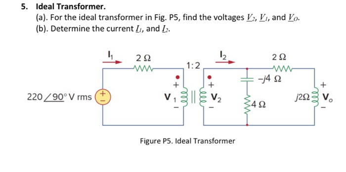 Solved 5. Ideal Transformer. (a). For the ideal transformer | Chegg.com